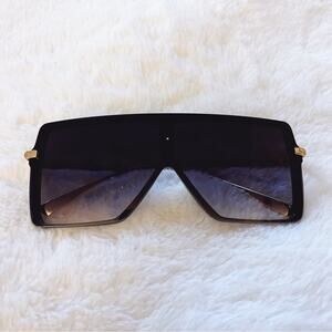 Ariel Black & Clear Rectangle Full Frame Sunglasses